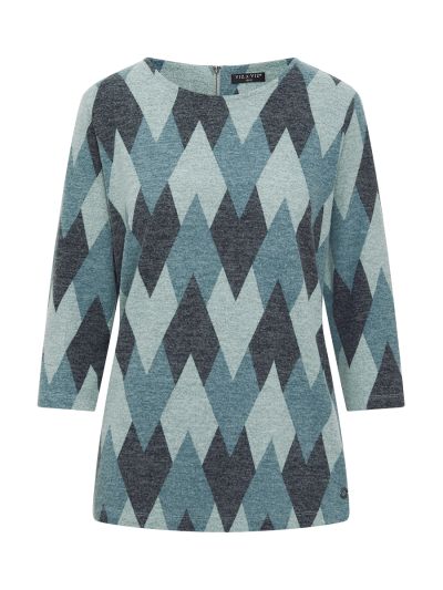 VIZ-A-VIZ Tonal Argyle Print Top