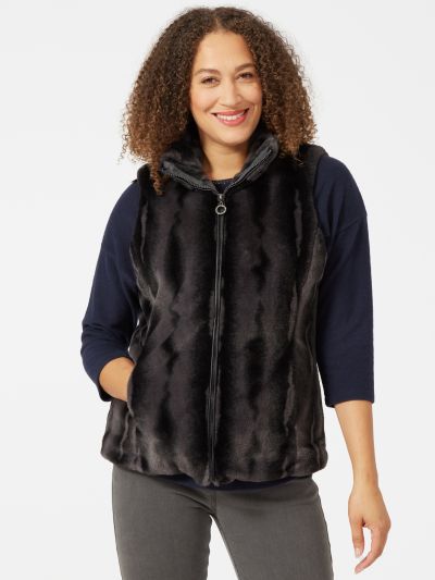 VIZ-A-VIZ Charcoal & Flint Faux Fur Gilet