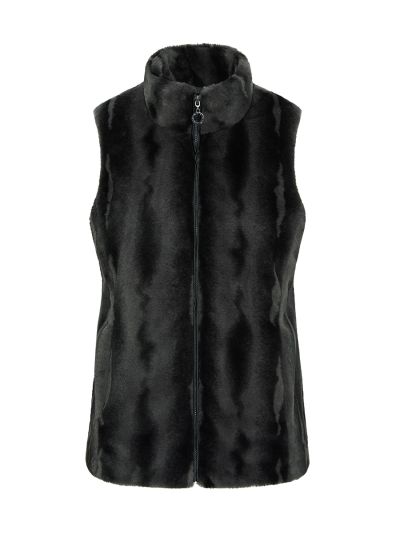 VIZ-A-VIZ Charcoal & Flint Faux Fur Gilet